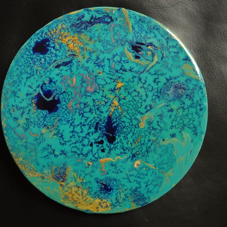Resine ronde planete turquoise